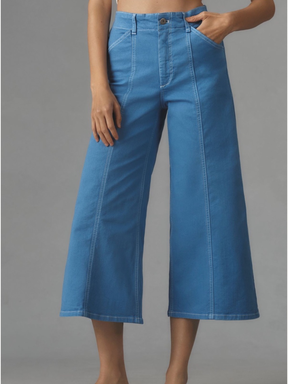 Maeve Wide-Leg Crop Jeans in Blue - Picture 4 of 6